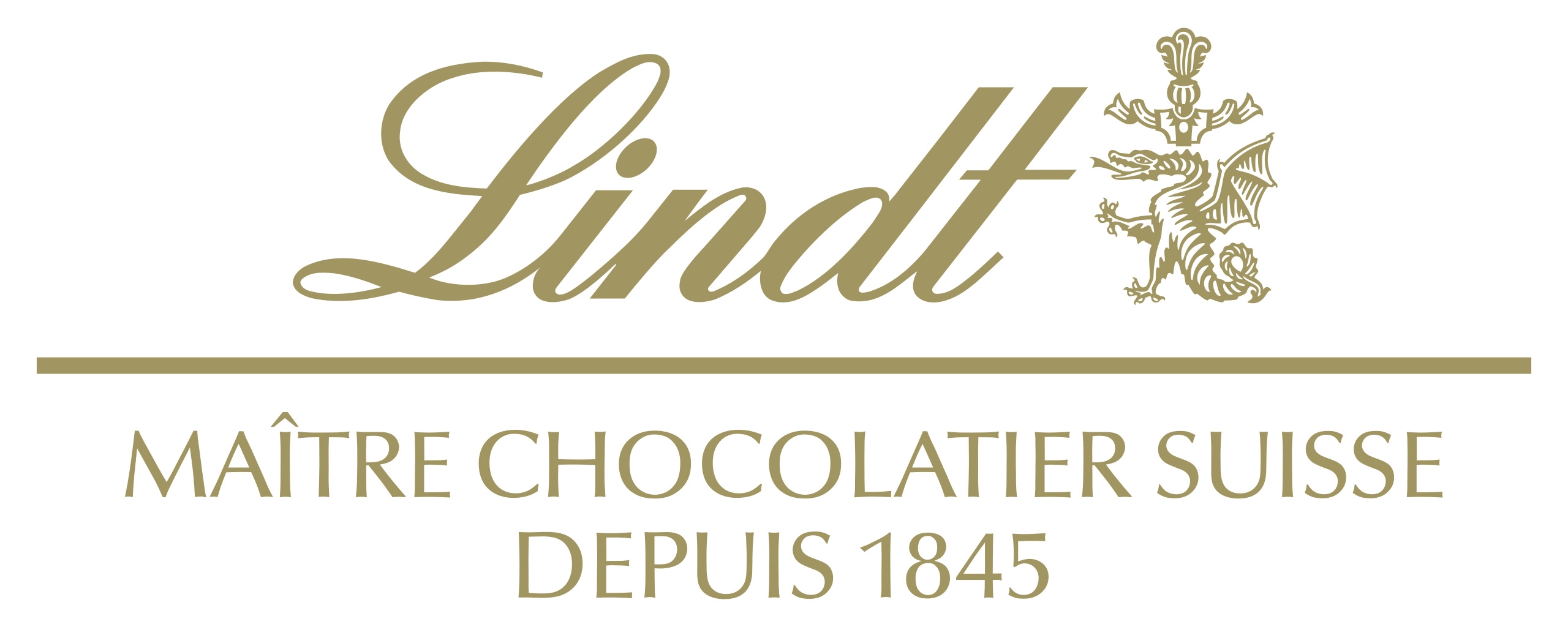 Lindt Logo, Text: Lindt, Maitre Chocolatier Suisse depuis 1845